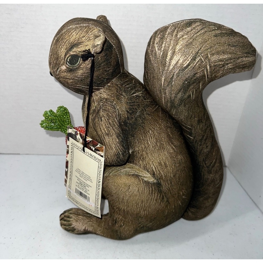 John Derian for Target Squirrel Shaped Pillow Brown Woodcut Print Beaded Radish